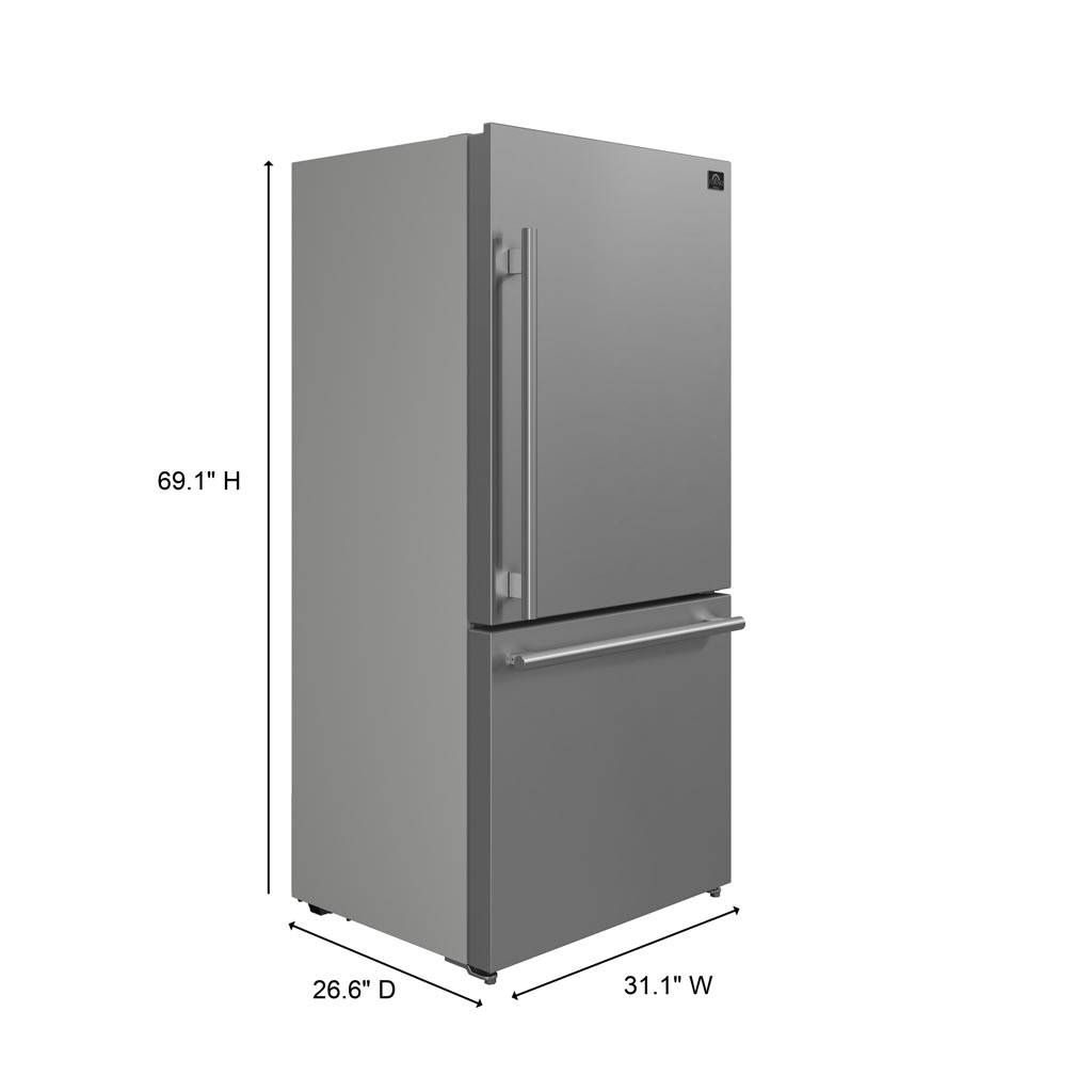 FORNO Milano Espresso 31 Inch Bottom Freezer Stainless Steel, 17.2 cu.ft. with Ice Maker – FFFFD1785-31