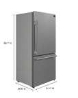 FORNO Milano Espresso 31 Inch Bottom Freezer Stainless Steel, 17.2 cu.ft. with Ice Maker – FFFFD1785-31