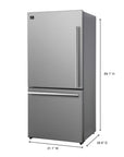 FORNO Milano Espresso 31 Inch Bottom Freezer Stainless Steel, 17.2 cu.ft. with Ice Maker – FFFFD1786-31