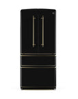 FORNO Luigi 33-Inch French Door Refrigerator, 18 cu. ft., Black with Antique Brass Handles – FFFFD1791-33BLK