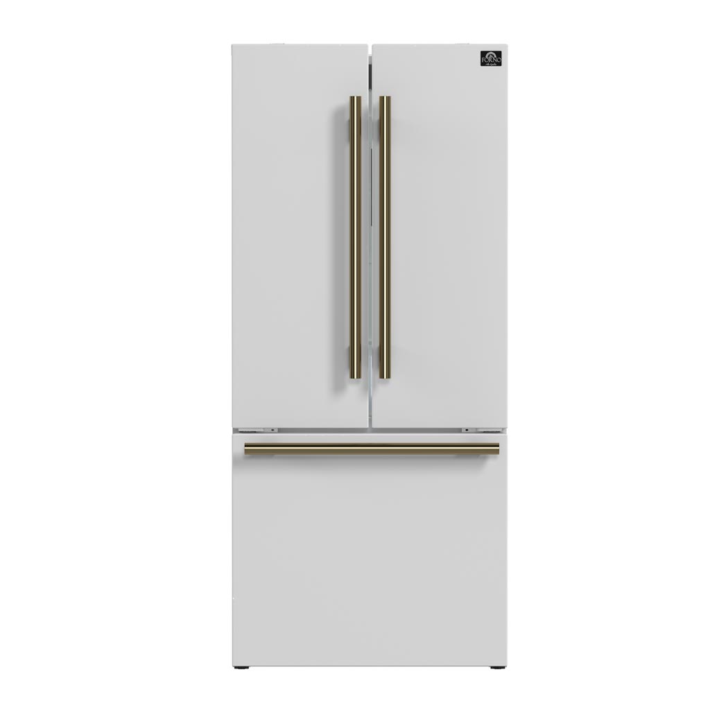 FORNO Gallipoli 30 Inch French Door Refrigerator with Bottom Freezer 17.5 Cu. Ft. Capacity in White – FFFFD1974-31WHT