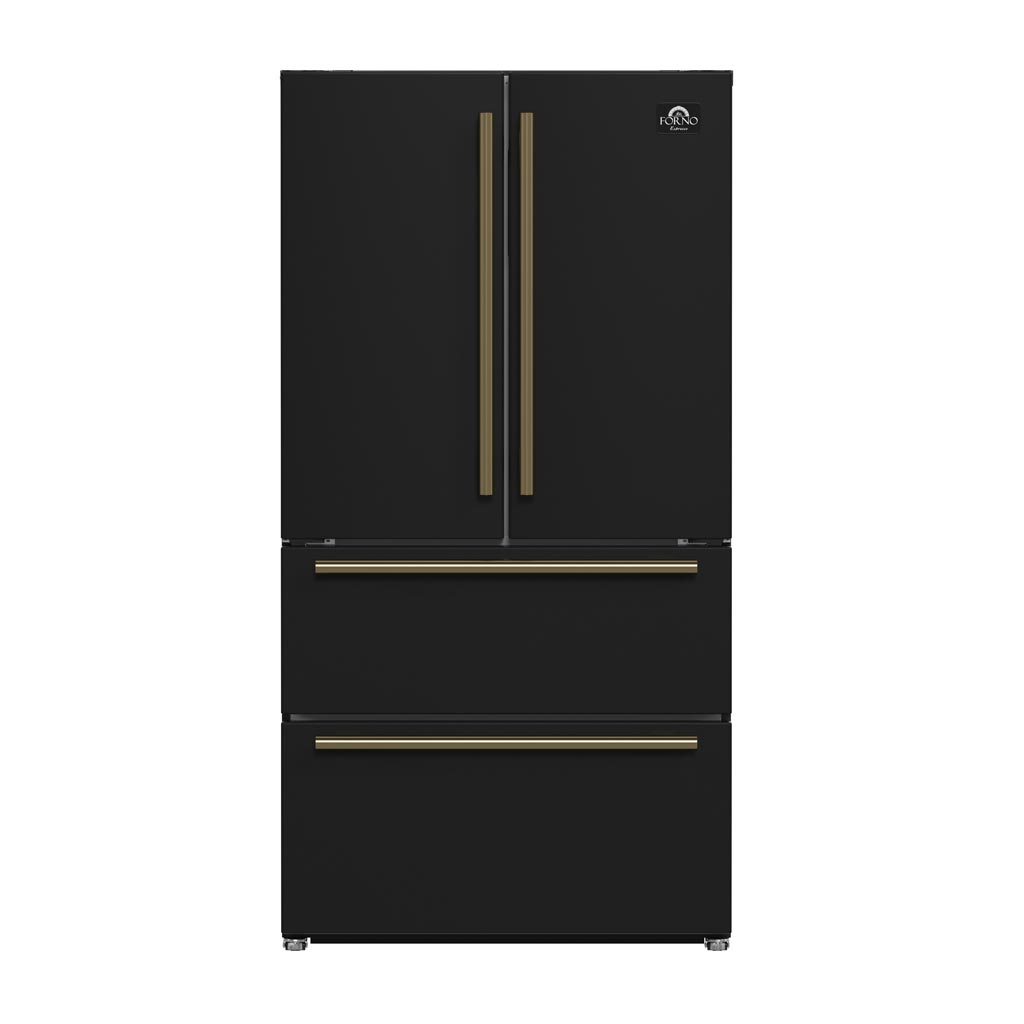 FORNO Moena 36 inch French Door Refrigerator in Black, 19.2 cu.ft. Capacity with Ice Maker – FFRBI1820-36BLK