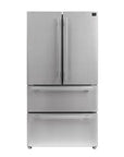 FORNO Moena 36 inch French Door Refrigerator in Stainless Steel, 19.2 cu.ft. Capacity with Ice Maker – FFRBI1820-36SB