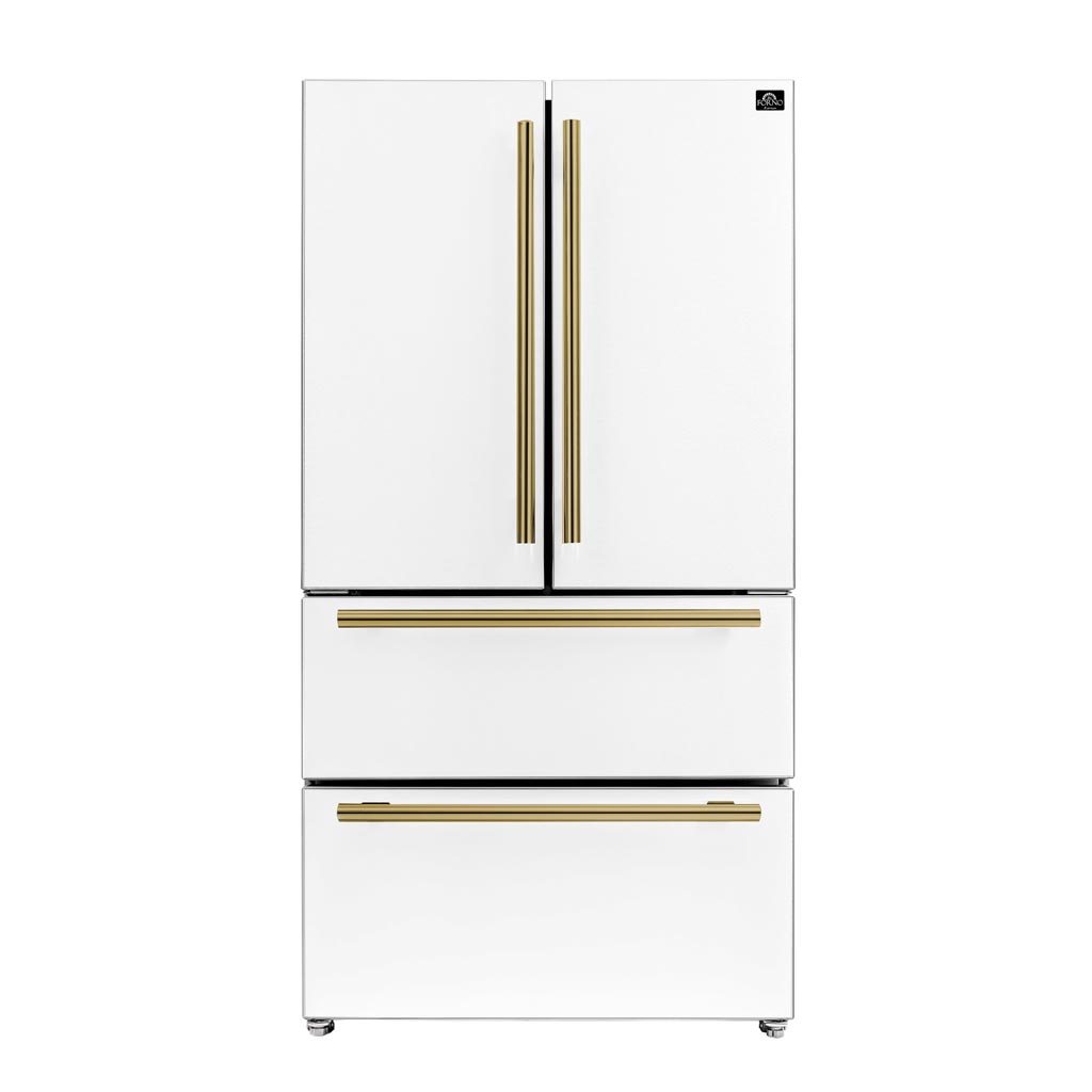 FORNO Moena 36 inch French Door Refrigerator in White, 19.2 cu.ft. Capacity with Ice Maker – FFRBI1820-36WHT