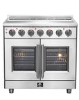 FORNO Massimo 36 Inch French Door Electric Range Stainless Steel, 5 Elements, 5.36 cu.ft. – FFSEL6955-36