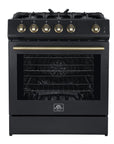 FORNO Leonardo Espresso 30 Inch Black Gas Range, 5 Burners, 39500 BTU, 5 cu.ft. Convection Oven – FFSGS1116-30BLK