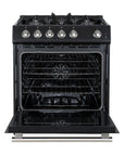 FORNO Leonardo Espresso 30 Inch Black Gas Range, 5 Burners, 39500 BTU, 5 cu.ft. Convection Oven – FFSGS1116-30BLK