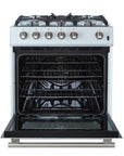 FORNO Leonardo Espresso 30 Inch White Gas Range, 5 Burners, 39500 BTU, 5 cu.ft. Convection Oven – FFSGS1116-30WHT