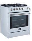 FORNO Leonardo Espresso 30 Inch White Gas Range, 5 Burners, 39500 BTU, 5 cu.ft. Convection Oven – FFSGS1116-30WHT