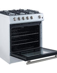 FORNO Leonardo Espresso 30 Inch White Gas Range, 5 Burners, 39500 BTU, 5 cu.ft. Convection Oven – FFSGS1116-30WHT