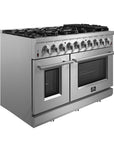 FORNO Massimo 48-Inch Freestanding Gas Range, 8 Sealed Burners (107,000 BTU), Double Ovens (6.58 cu. ft.), Air Fryer, Wok & Griddle – FFSGS6239-48