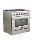 FORNO Galiano 36-Inch Freestanding Gas Range Stainless Steel, 6 Sealed Burners (83,000 BTU), 5.26 cu.ft. Convection Oven – FFSGS6244-36