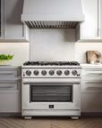 FORNO Capriasca 36-Inch Freestanding Gas Range White, 6 Brass Burners 120,000 BTU, 5.36 cu.ft. Convection Oven w/ Rotisserie – FFSGS6260-36WHT