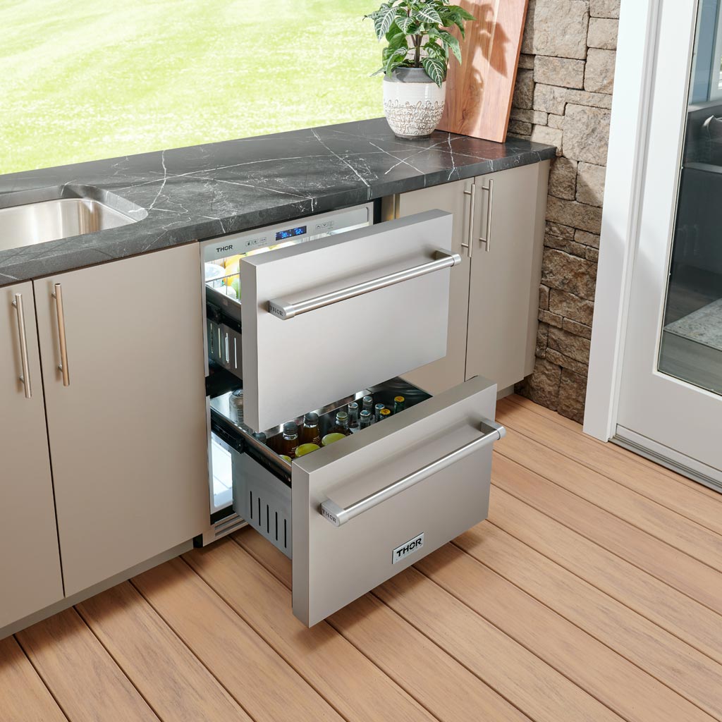 THOR Kitchen 24 Inch Indoor Outdoor Refrigerator Drawer – Model TRF24U