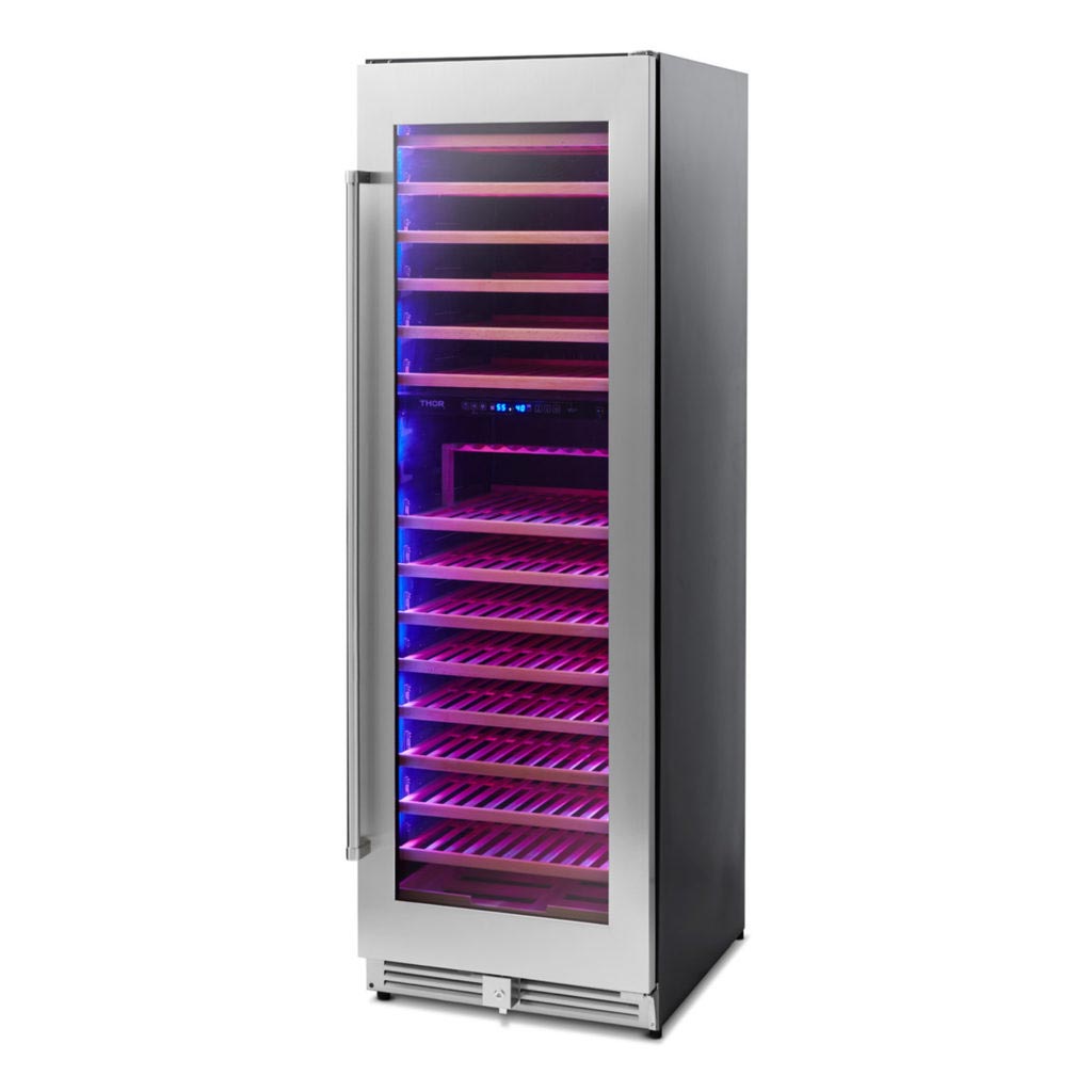 THOR Kitchen 24 Inch Dual Zone Wine Cooler, 162 Wine Bottle Capacity – Model TWC2403DI